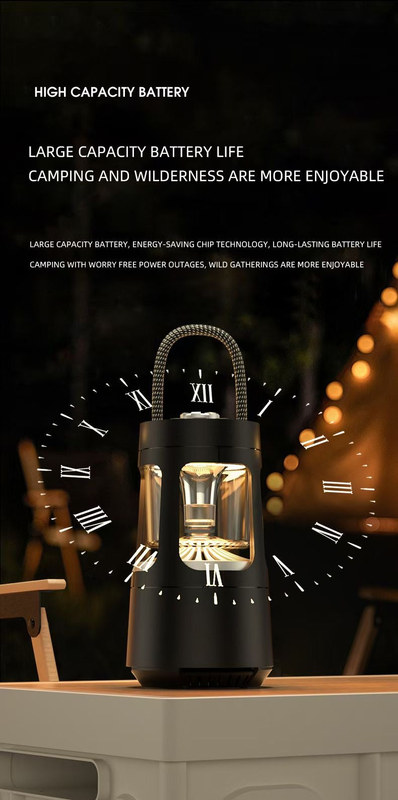 Camping light Bluetooth Lautsprecher mit Licht, Schwarz, Black Speaker
