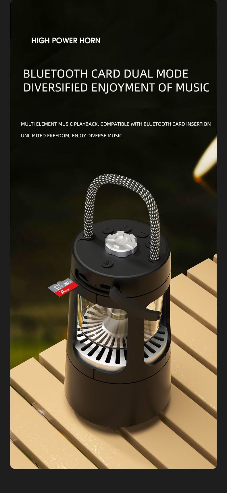 Camping light Bluetooth Lautsprecher mit Licht, Schwarz, Black Speaker