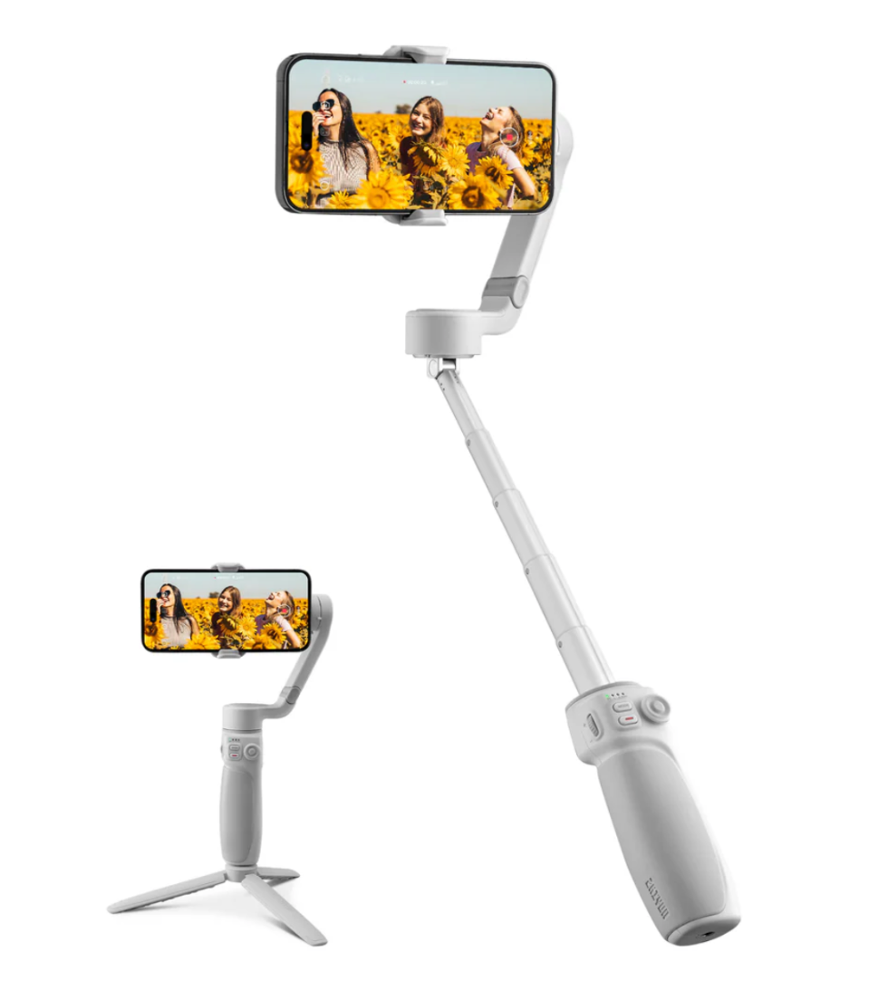 ZHIYUN Smooth Q4 Combo Smartphone Gimbal Stabilisator mit Eingebauter Selfie-Stick, 3 Achsen Handy Gimbal für iPhone, Kommt mit Fülllicht (mit Stativ)