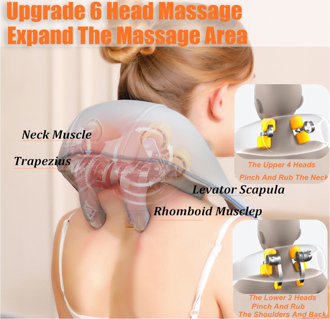 Nackenmassagegerät Shiatsu Massagegerät Elektrisch mit Wärmefunktion, Massagekopf aus Silikon, Schulter Massagegeräts Es gibt zwei Möglichkeiten, es zu tragen für Rücken, Beine, Füße, Blue