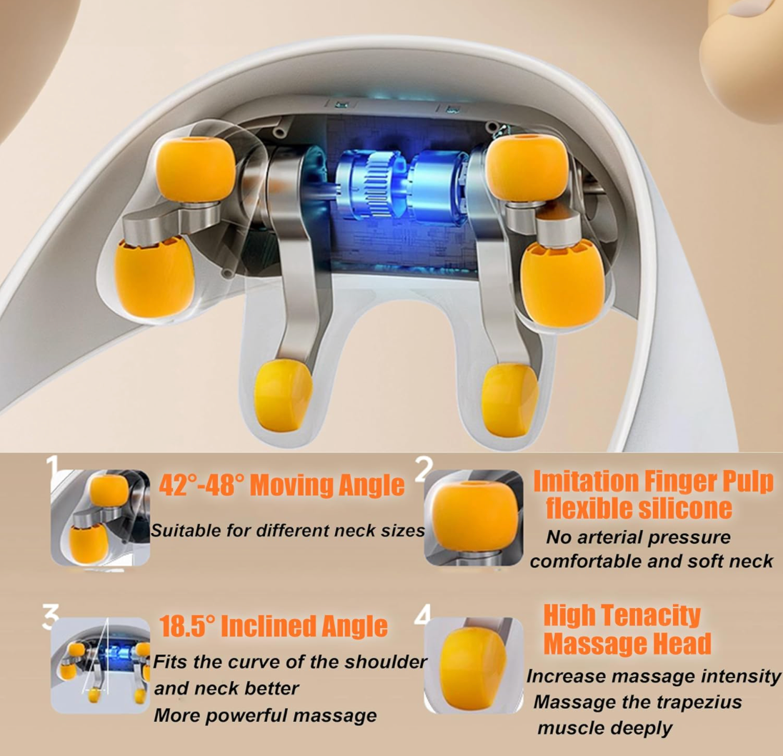 Nackenmassagegerät Shiatsu Massagegerät Elektrisch mit Wärmefunktion, Massagekopf aus Silikon, Schulter Massagegeräts Es gibt zwei Möglichkeiten, es zu tragen für Rücken, Beine, Füße, Blue