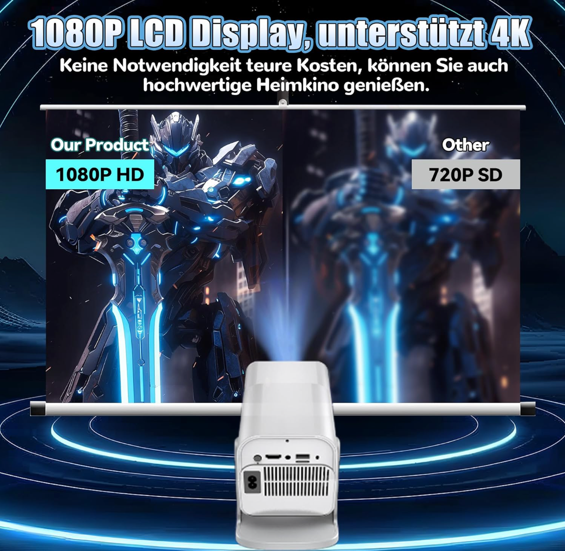 2025 HCS350 PRO Hot Mini Smart Game F600 Projector Beamer 32GB Games Download Wifi Wireless Home Theater HY320 4K Portable Projector, Heimkino
