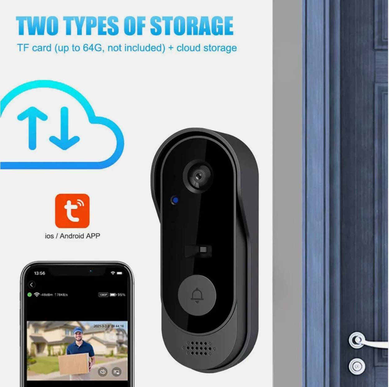 Tuya APP Drahtlose Smart Video Türklingel WiFi Sicherheitskamera, Doorbell, Bell Telefon DE