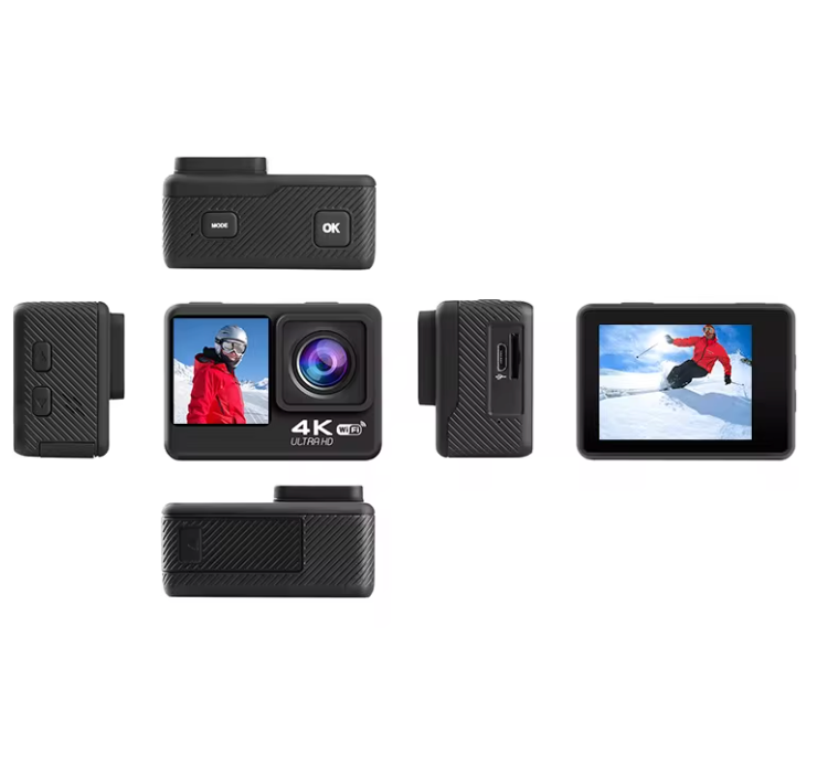 4K Sport-Action-Kamera, 30 fps, WLAN, Schwarz, 2,0 Zoll HD, ultraklarer Bildschirm, 30 m wasserdicht, 2000 W Video, Weitwinkelobjektiv, V8-Bewegungskamera
