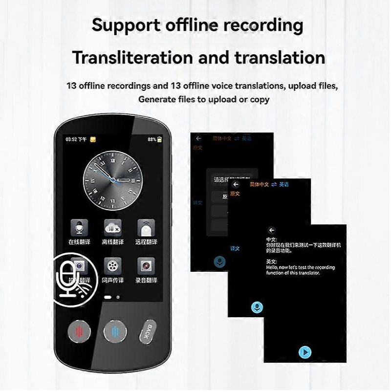 Ai Translator P60 Plus, Übersetzer mit Sprachausgabe, 4.1-Zoll Touchscreen AI Translator, Zwei-Wege-Echtzeit-Sprachübersetzung, von 138 Sprachen, Offline&Aufnahme&Fotoübersetzung für Travel Business Learning