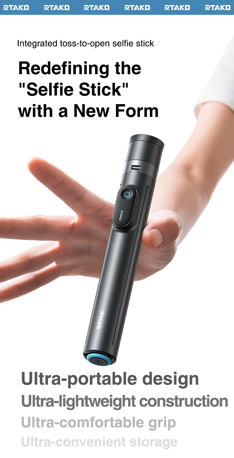 RTAKO RZP001 - AB226 170CM Selfie Stick Stativ, Ausziehbar All-in-1 Stativ Handy Einbeinstativ aus Aluminium mit Kabelloser Fernbedienung&10 Teleskopstange, Drehbar Handyhalter, Stative für iPhone/Android-Schwarz