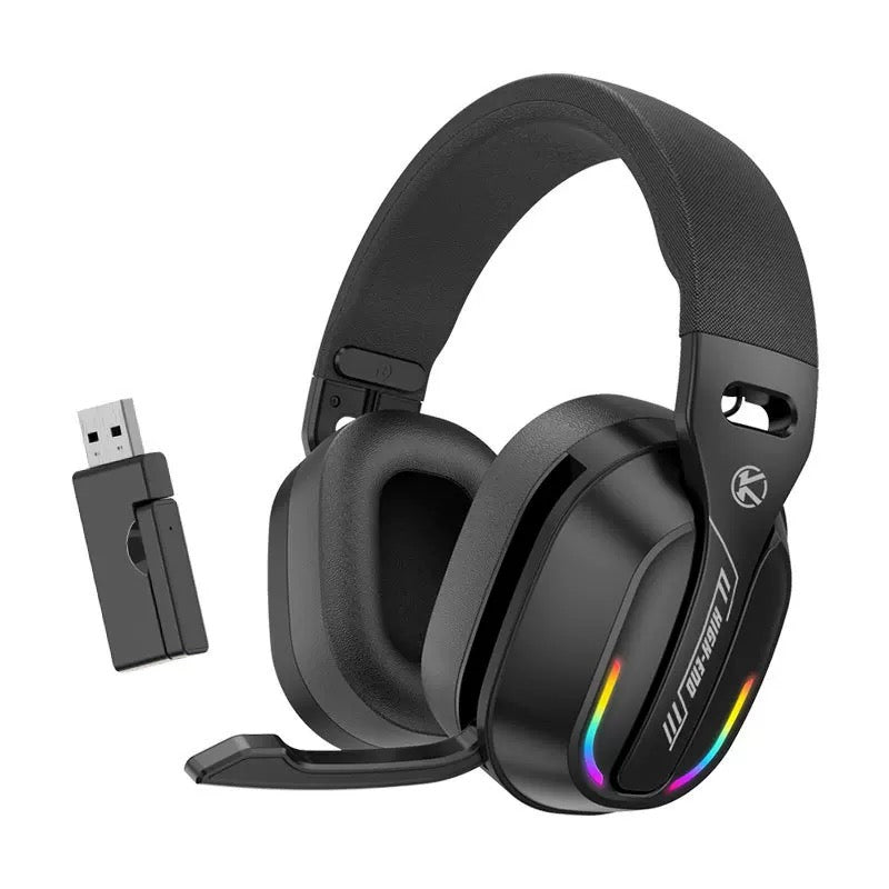 KOMC GT100-2.4G Headset Kopfhörer Gaming kabellos, Bluetooth / 2.4G / Kabelgebunden, schwarz mit LED farben