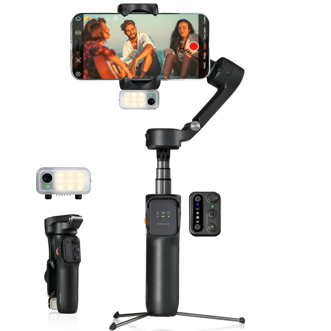 hohem iSteady V3 Gimbal Smartphone - Upgraded 3-Achsen Gimbal Stabilisator, Magnetischer AI-Tracker, Abnehmbarer Controller, Built-in Extended Pole & Tripod, Foldable Gimbal für Live Streaming, Vlog