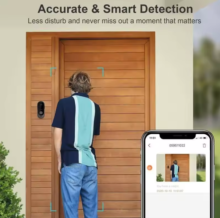 Tuya APP Drahtlose Smart Video Türklingel WiFi Sicherheitskamera, Doorbell, Bell Telefon DE