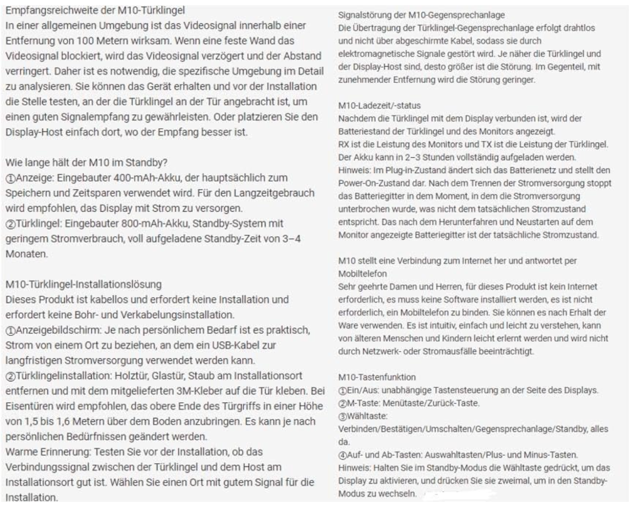 Türklingel-Kamera, kabellos, mit Monitor, Video Gegensprechanlage mit 11 cm (4,3 Zoll) großem Bildschirm, Telefon-Sicherheitskamera, Doorbell