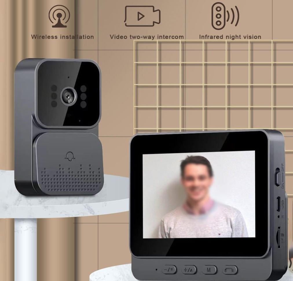 Türklingel-Kamera, kabellos, mit Monitor, Video Gegensprechanlage mit 11 cm (4,3 Zoll) großem Bildschirm, Telefon-Sicherheitskamera, Doorbell