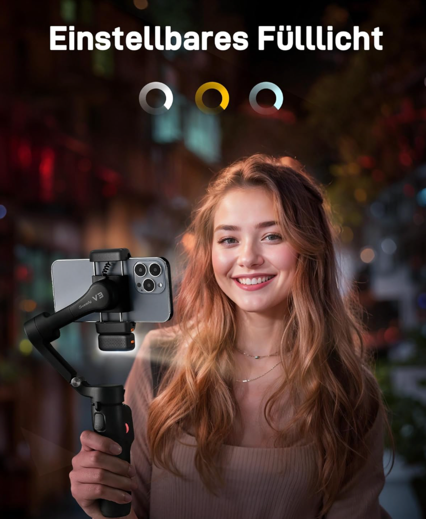 hohem iSteady V3 Gimbal Smartphone - Upgraded 3-Achsen Gimbal Stabilisator, Magnetischer AI-Tracker, Abnehmbarer Controller, Built-in Extended Pole & Tripod, Foldable Gimbal für Live Streaming, Vlog