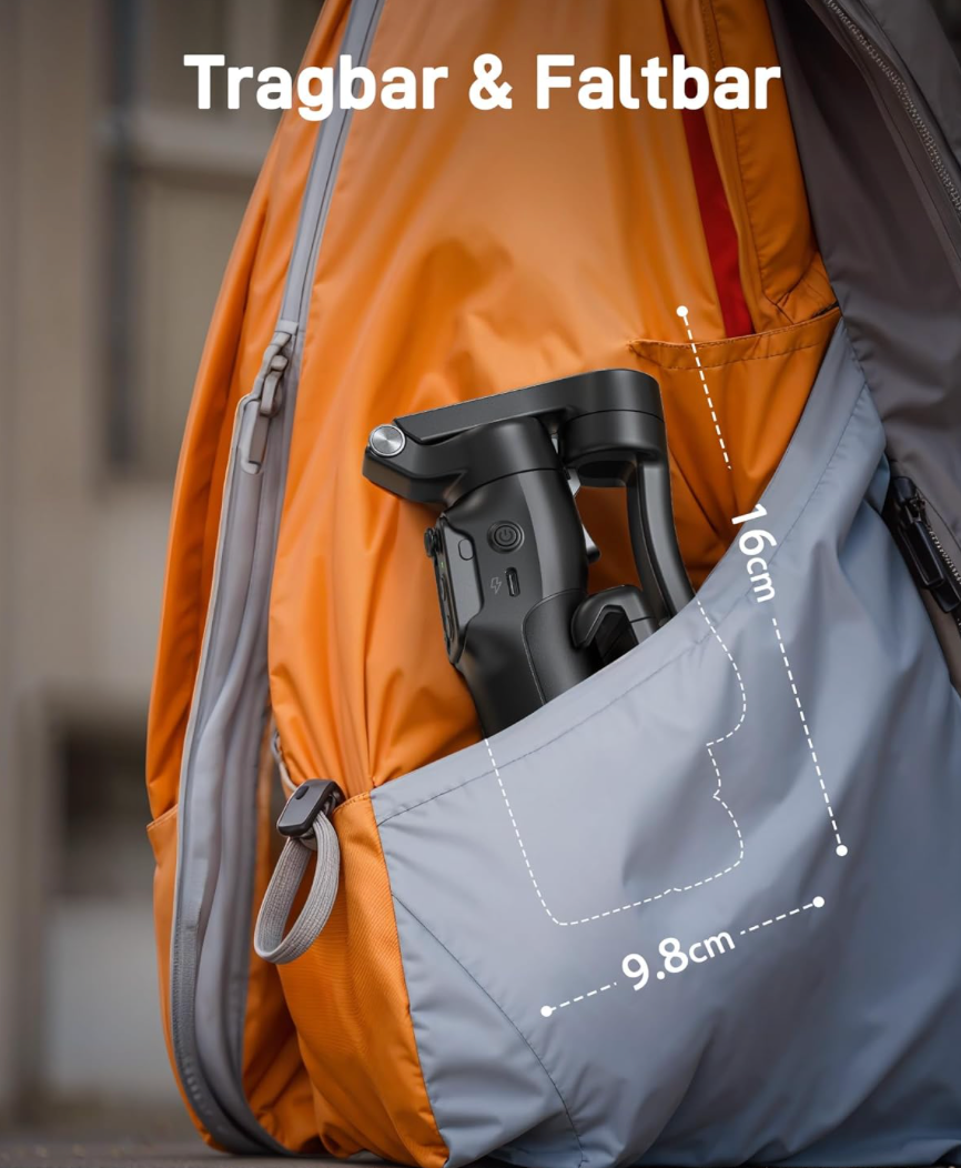 hohem iSteady V3 Gimbal Smartphone - Upgraded 3-Achsen Gimbal Stabilisator, Magnetischer AI-Tracker, Abnehmbarer Controller, Built-in Extended Pole & Tripod, Foldable Gimbal für Live Streaming, Vlog