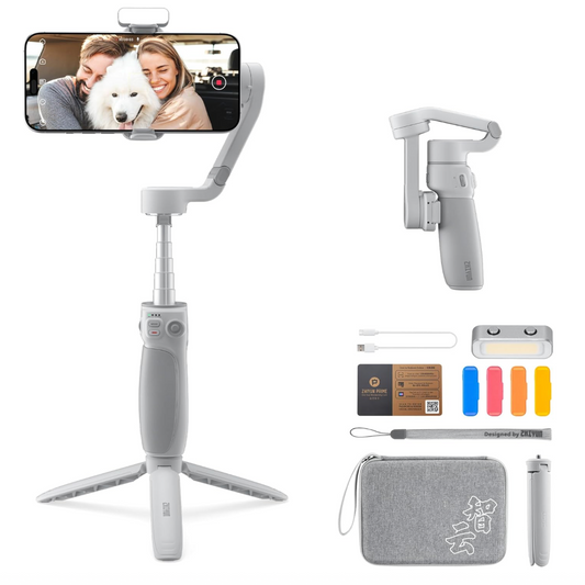 ZHIYUN Smooth Q4 Combo [Official] Smartphone Gimbal Stabilizer with Built-in Selfie Stick, 3-Axis Mobile Phone Gimbal for iPhone, Comes with Fill Light (with Tripod)