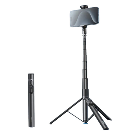 RTAKO 170CM Selfie Stick Tripod, Extendable All-in-1 Tripod Mobile Phone Monopod Made of Aluminum with Wireless Remote Control &amp; 10 Telescopic Rods, Rotatable Mobile Phone Holder, Tripods for iPhone/Android - Black 