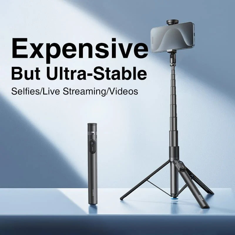 RTAKO RZP001 - AB226 170CM Selfie Stick Stativ, Ausziehbar All-in-1 Stativ Handy Einbeinstativ aus Aluminium mit Kabelloser Fernbedienung&10 Teleskopstange, Drehbar Handyhalter, Stative für iPhone/Android-Schwarz